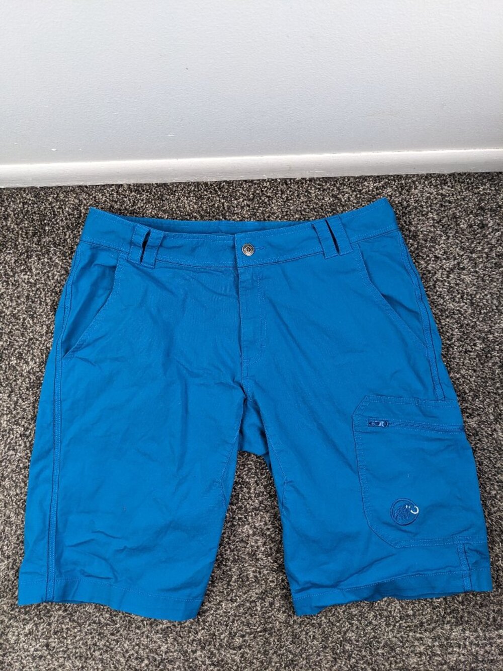 Mammut Zephir Shorts 12" Cotton Stretch Rock Climbing Hiking Mens 34 Blue